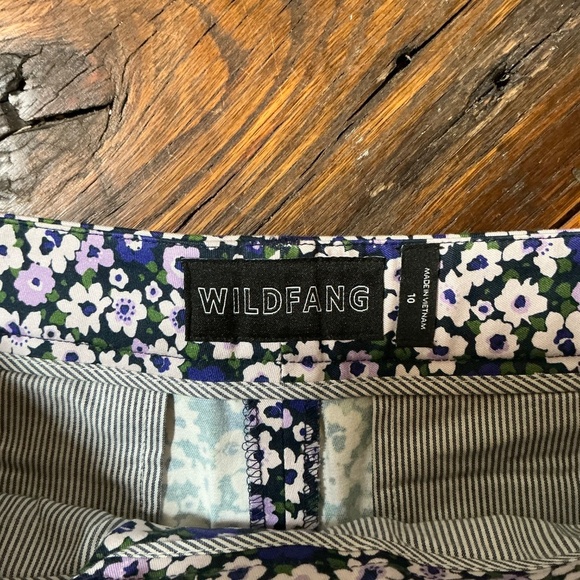 Wildfang Ace Slim Crop Pant Navy Daisy Floral Print Size 10 - Picture 3 of 5